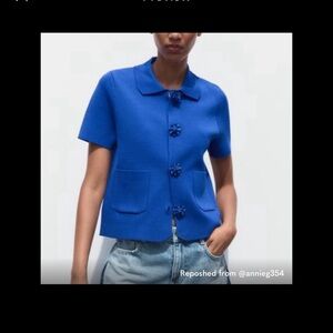 Zara Blue Short Sleeve Blouse
